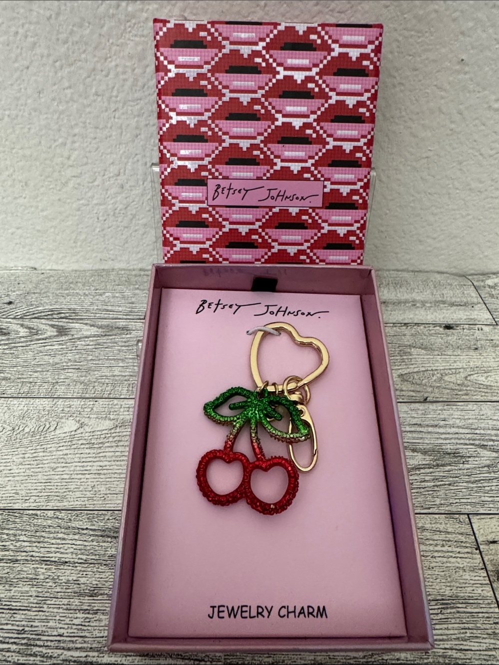 Betsey Johnson Cherry Bag Charm/Keychain NIB